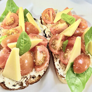 Basil Pesto Cheese Tomato Mozzarella Toast
